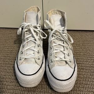 Platform white canvas converse size 7